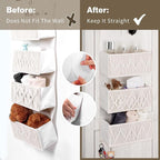 ANTIS'S HOME Over The Door Organizer Boho Bedroom Decor Nursery Storage with 3 Large Woven Pockets, Macrame Nursery Organizer