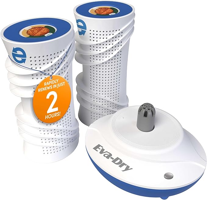 Eva-Dry EDV-365 Air-Dry System - Renewable Dehumidifier with Dual Cylinders, Rapid 2-Hour Renewal, and Color-Changing
