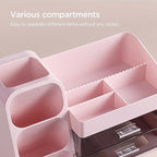 HBlife Makeup Organizer with Brush Holder for Vanity, Large Plastic Bathroom Countertop Organizer Skin Care Storage, Easy to 