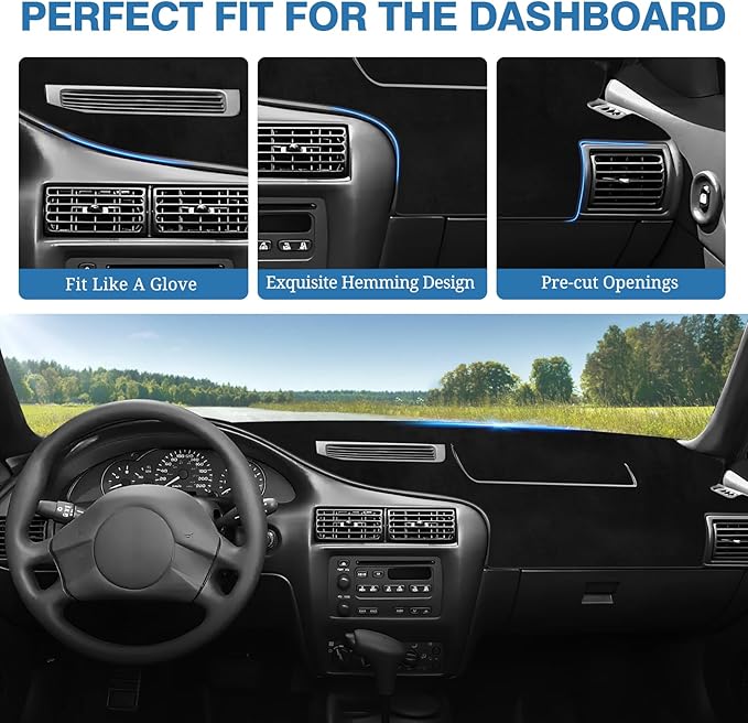 FIILINES Dash Cover for Chevy/Chevrolet Cavalier 1995-2005, Dashboard Cover Cavalier Accessories Suede Dash Cover Mat Sunshad