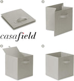 Casafield Set of 6 Collapsible Fabric Cube Storage Bins, Light Gray - 11" Foldable Cloth Baskets for Shelves, Cubby Organizer
