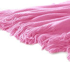 Homiest Decorative Knitted Throw with Fringe, Lightweight Acrylic Knit Blanket - Soft & Cozy Tassel Blanket for Couch, Sofa, 