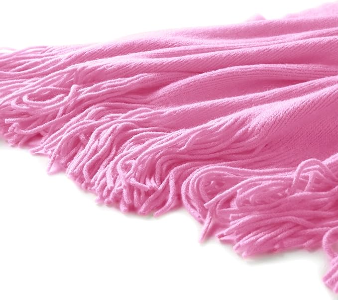 Homiest Decorative Knitted Throw with Fringe, Lightweight Acrylic Knit Blanket - Soft & Cozy Tassel Blanket for Couch, Sofa, 