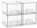 Sorbus Acrylic Storage Containers - 4 Pack, Stackable Storage Bins Set for Bathroom Organization - Clear Acrylic Drawer Organ