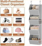Hanging Closet Organizer 4 Shelf Collapsible Bedroom Closet Organizers and Storage Hanging with Mesh Pockets for Clothes, Fab