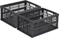 HUUSMOT 2-Pack Pastel Plastic Storage Baskets, Collapsible Crates for Organizing, Space-Saving Bins for Classroom, Kitchen, O