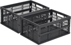 HUUSMOT 2-Pack Pastel Plastic Storage Baskets, Collapsible Crates for Organizing, Space-Saving Bins for Classroom, Kitchen, O