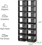 Kitstorack Stackable 16-Tier Shoe Rack for Closet & Entrance - Tall, Narrow, Vertical Shoe Stand - Plastic, Free Standing - I