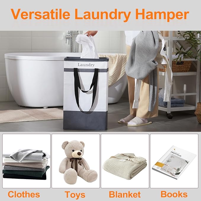 FairyHaus Laundry Basket 100L, 2Pack Laundry Hamper with Easy Carry Handles, Collapsible Laundry Baskets Hampers for Bathroom