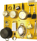 Wall Control Kitchen Pegboard Organizer Pots and Pans Storage Rack Organization Kit with Yellow Pegboard and White Accessorie