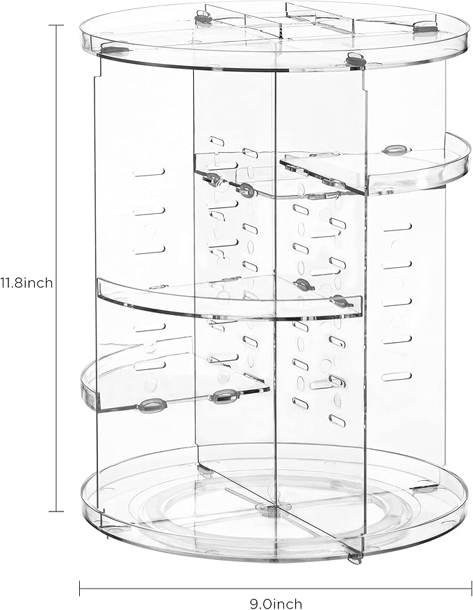HBlife 360 Rotating Makeup Organizer Adjustable Carousel Large Capacity Revolving Perfume Organizer Skincare Organizers Cosme