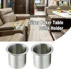 Anxingo 4 Pcs Stainless Steel Cup Holder, Silver Poker Table Drink Holder, Drop-in Cup Drink Holder for Yacht Boats RV Cars a