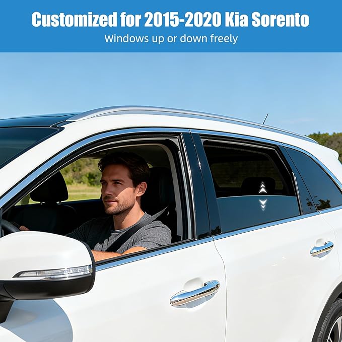 Car Window Shades for 2015-2020 Kia Sorento - Rear Side Window Sun Shade for Baby, Breathable Mesh Car Privacy Window Covers, UV Protection and Heat Insulation for Road Trips, Napping, Camping