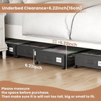Under Bed Storage Containers with Clear Lid, Large Under Bed Storage with Wheels,6.22"H Under Bed Containers Rolling Under Be