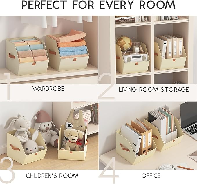 Homsorout Fabric Closet Storage Cubes - 8 Pack Square Storage Bins with Dual Handles for Clothes, Towels, Toys, Cube Storage 