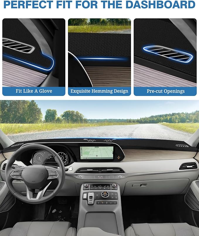 FIILINES Dash Cover for Hyundai Palisade Without HUD 2020-2025, Dashboard Cover Mat for Palisade Accessories Sunshade Nonslip
