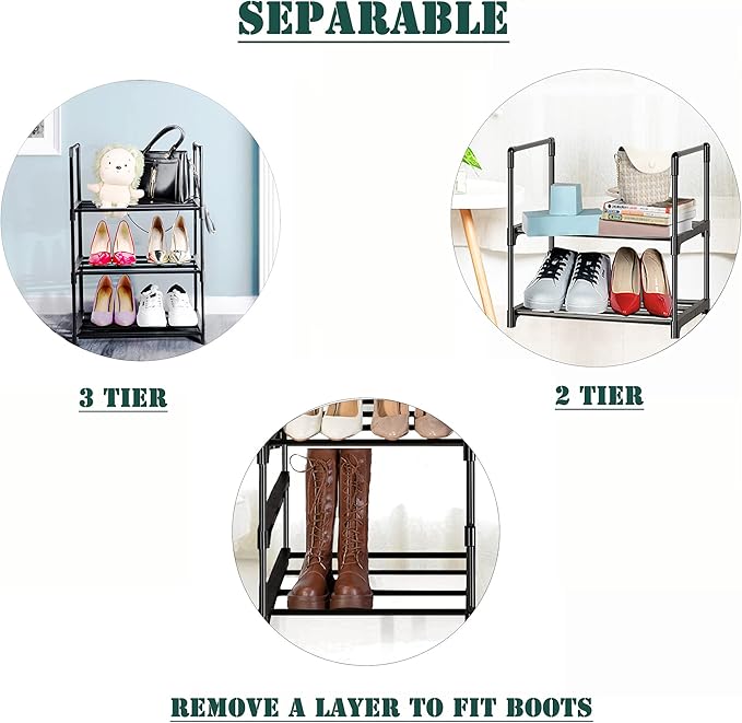 OYREL Shoe Rack, Sturdy Metal Shoes Rack Organizer,Narrow Shoes Stand Shelf 5 Tier Shoe Racks for Closets Small Space