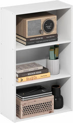 Furinno Basic Book Shelf, 3-Tier Bookshelf, Cube Storage Organizer Bookcase with Open Shelf, 7 x 17 x 26, for Living Room, Be