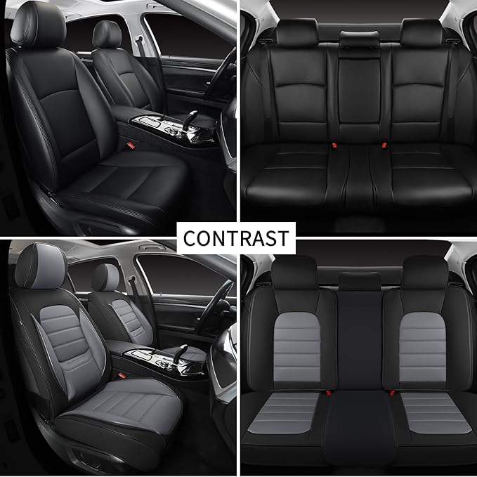 Car Seat Covers Full Set, Universal Leather Seat Covers for Cars, Breathable & Waterproof Automotive Seat Cover for Most Seda