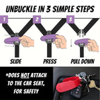 UnbuckleMe Car Seat Buckle Release Tool (As Seen on Shark Tank) - Easy Opener Aid for Arthritis, Long Nails, Older Kids - Button Pusher for Infant, Toddler Car Seats (2 Pack, Pink & Purple)