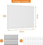 TORACK 6 PCS 12x16 in Metal Boards for Garage, Workbench, Tool Organizer Pegboard with 1/8" & 1/4" Holes, Modular Wall-Mounte