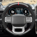 MEWANT DIY PU Carbon Fiber Hexagon Embossed Athsuede Steering Wheel Cover for Ford F150 Lightning F350 2024 Expedition