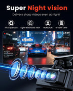 3 Channel Dash Camera for Cars,Triple Lens 4K+1080P+1080P Dash Cam Front Rear Inside,Built-in 5G WiFi & App, Night Vision,24H