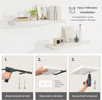 Vivelove 16 X 9 Floating Shelves,Wall Shelves with Invisible Brackets, 1.5” Thick Floating Shelves for Bathroom, Bedroom, Liv
