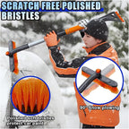 31.5" Detachable Snow Brush and Ice Scraper for Car Windshield, 2-in-1 Winter Snow Removal Tool with Extendable, 360° Rotating Soft Bristle Brush Head and Foam Grip for Most Vehicles (2PCS&Orange)