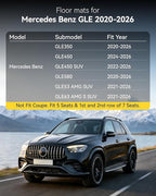 3W Floor Mats & Cargo Liner for Benz GLE 2020-2026 350/450/580/53 AMG/63 AMG S(Fit 5 Seats, Not for Coupe/W167/Hybrid), TPE All Weather Custom Fit Floor Liner & Trunk Mats Car Mats