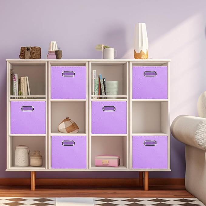 ShellKingdom Storage Bins, Foldable Fabric Storage Cubes And Cloth Storage Organizer Drawer with Metal Handle For Closet And 