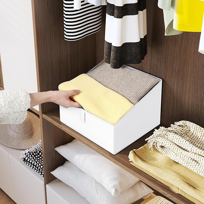 DIMJ Closet Storage Bins 8 Pack - Fabric Trapezoid Closet Organizer Bin, Foldable Storage Baskets for Shelves, Shelf Organize