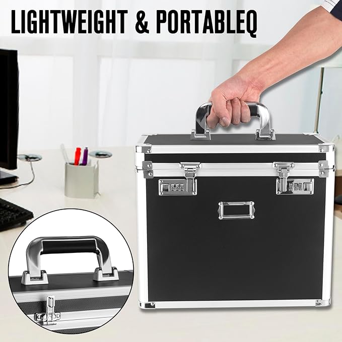 File Organizer Storage Box, Portable Locking Storage Totes - Storage Box with Dual Combination Locks for Filing Office Docume