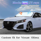 Sun Shade Sunshade for Nissan Altima Windshield Cover, 4-Layer Front Window Shade Custom fit Altima 2019-2025 2026 Sun Visor 240T Retractable Shade Blocks UV Rays Cooler Car Accessories