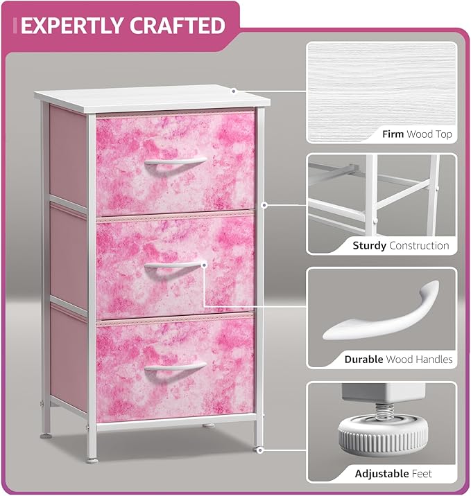 Sorbus Nightstand Storage Organizer Chest with 3 Drawers - Kids Girls, Boys Bedroom Furniture Chest for Clothes, Closet Organ