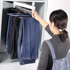 Pull Out Trousers Rack, Pull Out Clothes Rail, Extendable Closet Rod, Wardrobe Organizer, Load 35kg for Wardrobe Closet Jeans