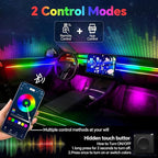 Dream Color Acrylic Interior Car Ambient Light Kit, Bphuny 22 in 1 593 LEDs Fiber Optic Multiple Modes Decoration Atmosphere Lights with Music Dynamic Rainbow Rhythm, RGB Neon Lights for All Cars