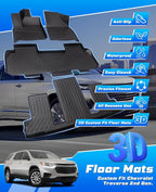 Sunsdrew Premium All-Weather Floor Mats for 2018-2024 Chevy Chevrolet Traverse 7-Seater TPE Heavy-Duty Car Floor Liner for Traverse Accessories(ONLY Fit 2nd Row Bucket Seats)