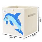 CLCROBD Foldable Animal Cube Storage Bins Fabric Toy Box/Chest/Organizer for Toddler/Kids Nursery, Playroom, 13 inch (Dolphin