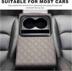 Car Center Console Armrest Pillow, Memory Foam Auto Armrest Box Cover with Cup Holder & Phone Holder, Waterproof Leather Arm Rest Protector Cushion, Interior Car Accessories (Diamond, Gray)