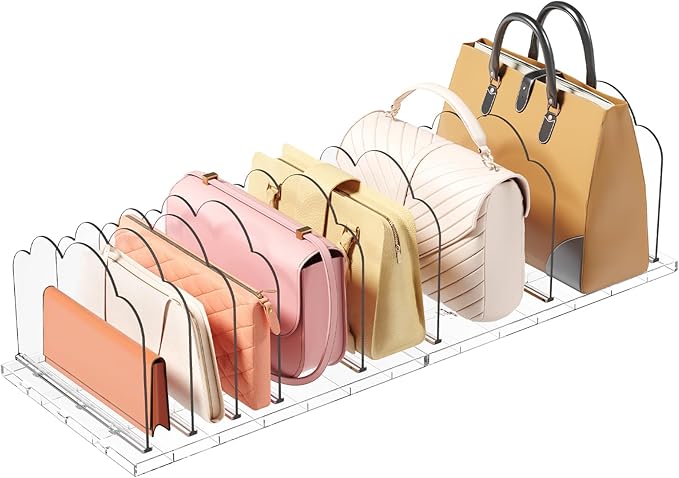 Lifewit Purse Organizer for Closet, Clear Handbags Storage Organizer, Adjustable Clutch Purse Storage Organizer Holder for Cl