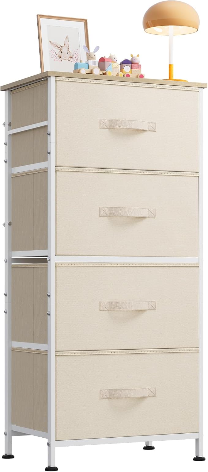 WLIVE Dresser with 4 Drawers, Storage Tower, Organizer Unit, Fabric Dresser for Bedroom, Hallway, Entryway, Closets, Sturdy S