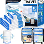 10 Pack Travel Vacuum Storage Bags with Cordless Electric Pump, Combo Rechargeable Space Saver Vacuum Seal Bags for Clothing 