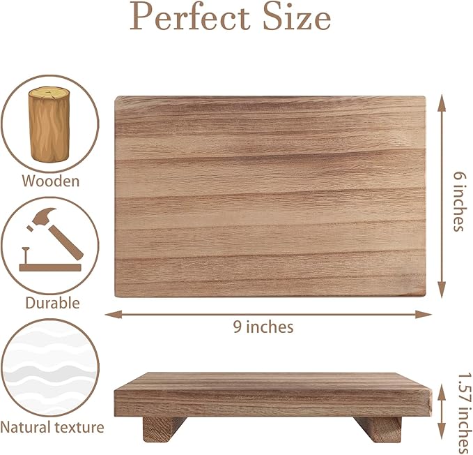 zoocatia Small Wood Tray Pedestal Stand Farmhouse Bathroom Decor Decorative Wooden Riser Kitchen Soap Dish Holder for Vanity,