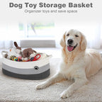 Optish Dog Toy Basket, Toy Box and Bin for Dog Cat Storage, 19.7" X 11" X 7.9" (30L) Large Woven Basket for Blanket Storage, 