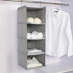 Hanging Closet Organizer, Easy Mount Collapsible 4-Shelf Camper Closet Wardrobe Hanging Storage Shelves, Folded Clothes Towel