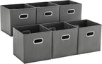 MAX Houser Fabric Storage Bins Cubes Baskets Containers with Dual Plastic Handles for Home Closet Bedroom Drawers Organizers 