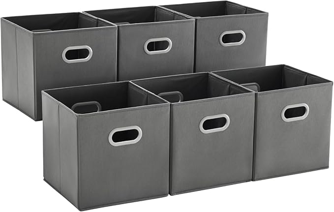 MAX Houser Fabric Storage Bins Cubes Baskets Containers with Dual Plastic Handles for Home Closet Bedroom Drawers Organizers 