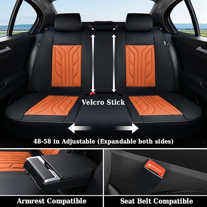 Coverado Car Seat Covers Full Set, Automotive Seat Covers Car Seat Protector Car Seat Cushion, Waterproof Leather Seat Covers