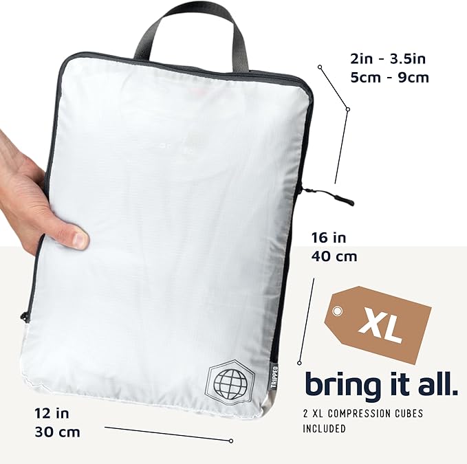 Large Compression Packing Cubes for Travel-Packing Cube Luggage Organizers 4 Piece Set for Checked Luggage-Ultralight, Expand
